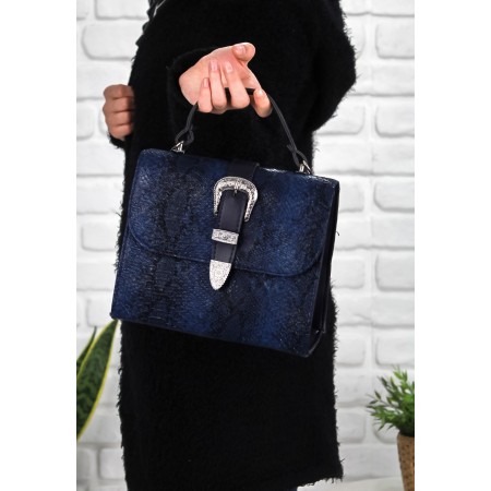 Lacivert Yılan Derili Çanta
