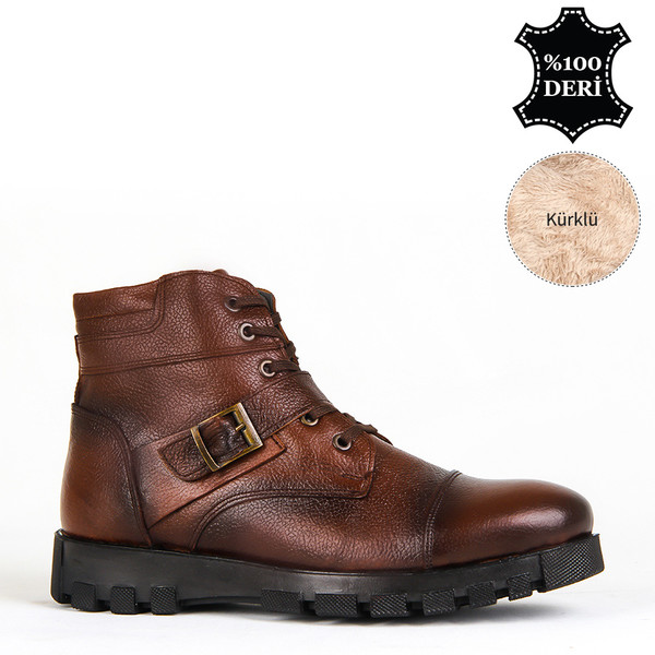 KND - Frank Peter E-7022 Erkek 20/K Deri Bot - Taba